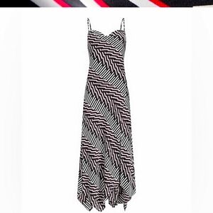 Express Abstract Print Satin Cowl Neck Maxi Slip Dress NWT